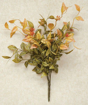 Autumn Hues Fall Leaves 15" Faux Bush