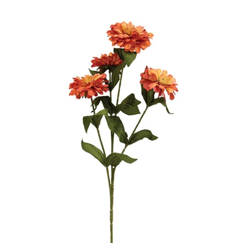 Autumn Leaves Zinnia 23.5" Faux Floral Spray