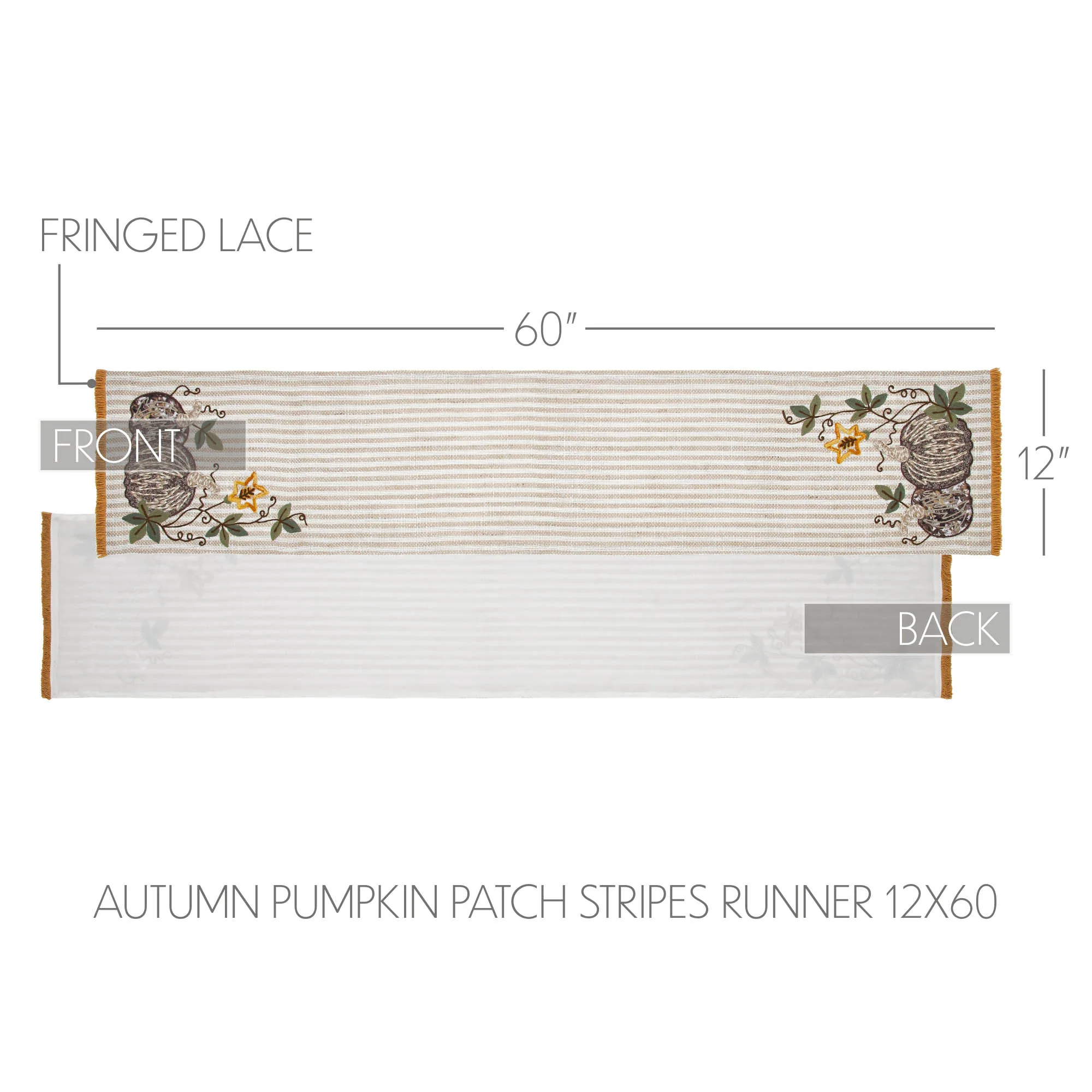 Autumn Pumpkin Patch Stripes 60" Table Runner - Image 2
