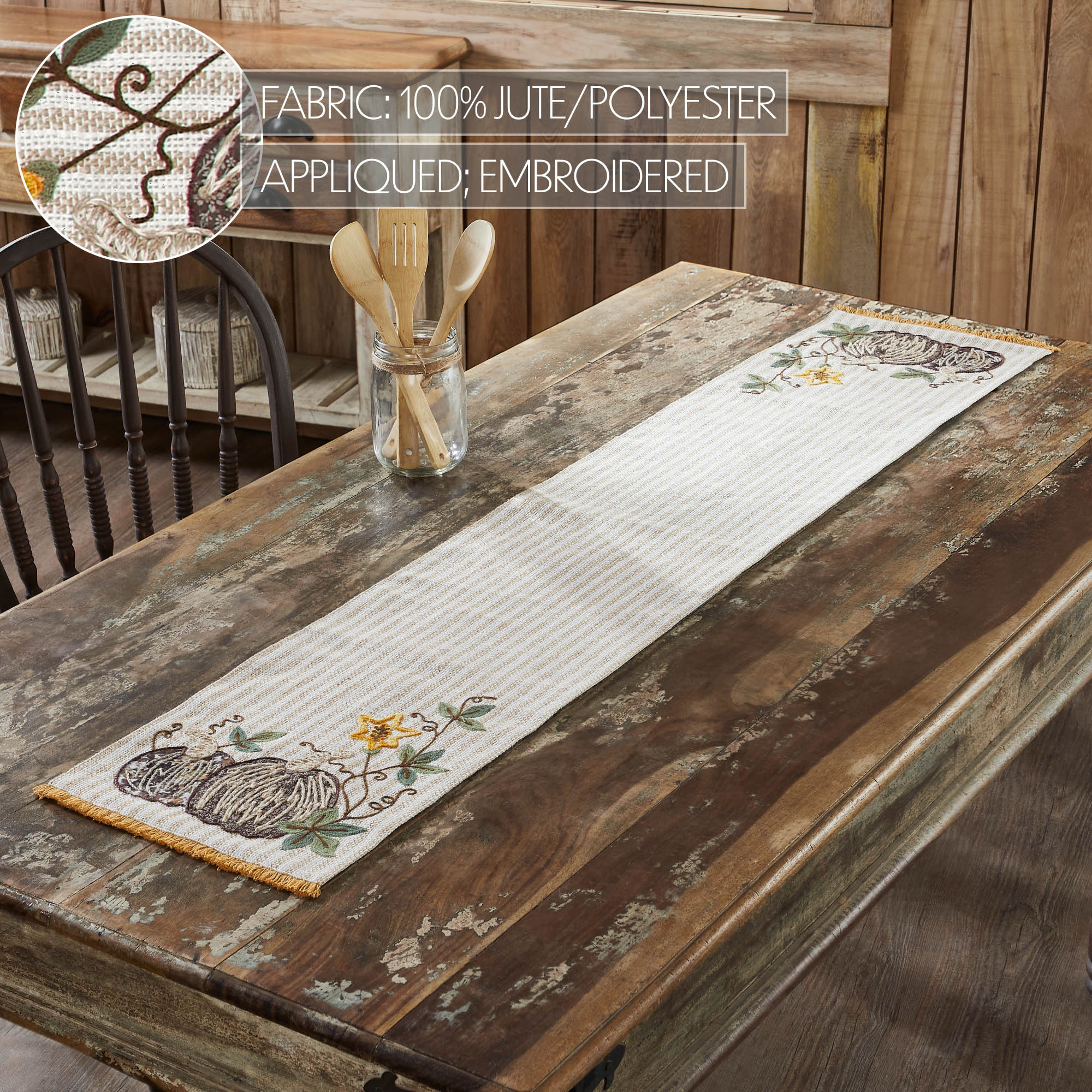 Autumn Pumpkin Patch Stripes 60" Table Runner - Image 5