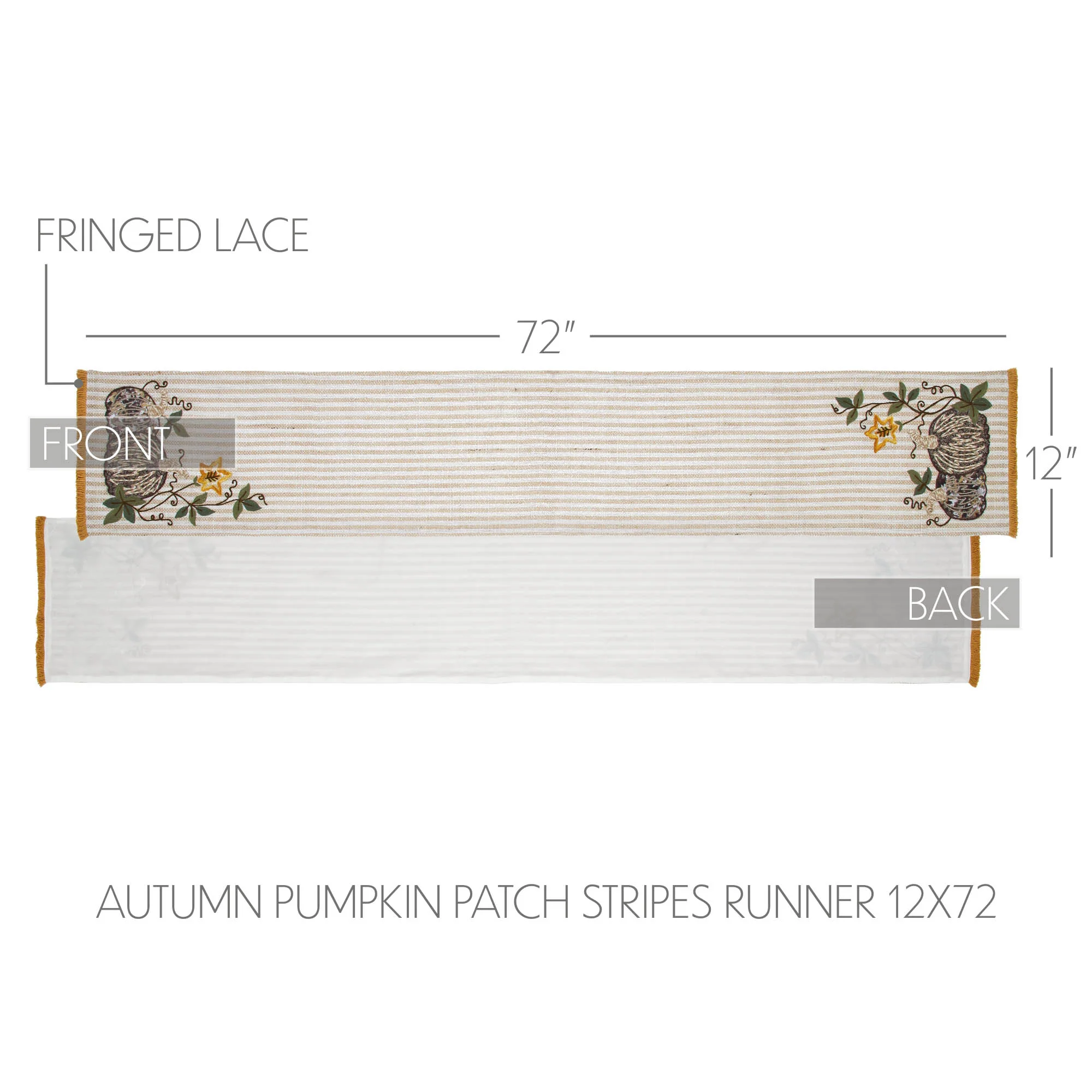 Autumn Pumpkin Patch Stripes 72" Table Runner - Image 4