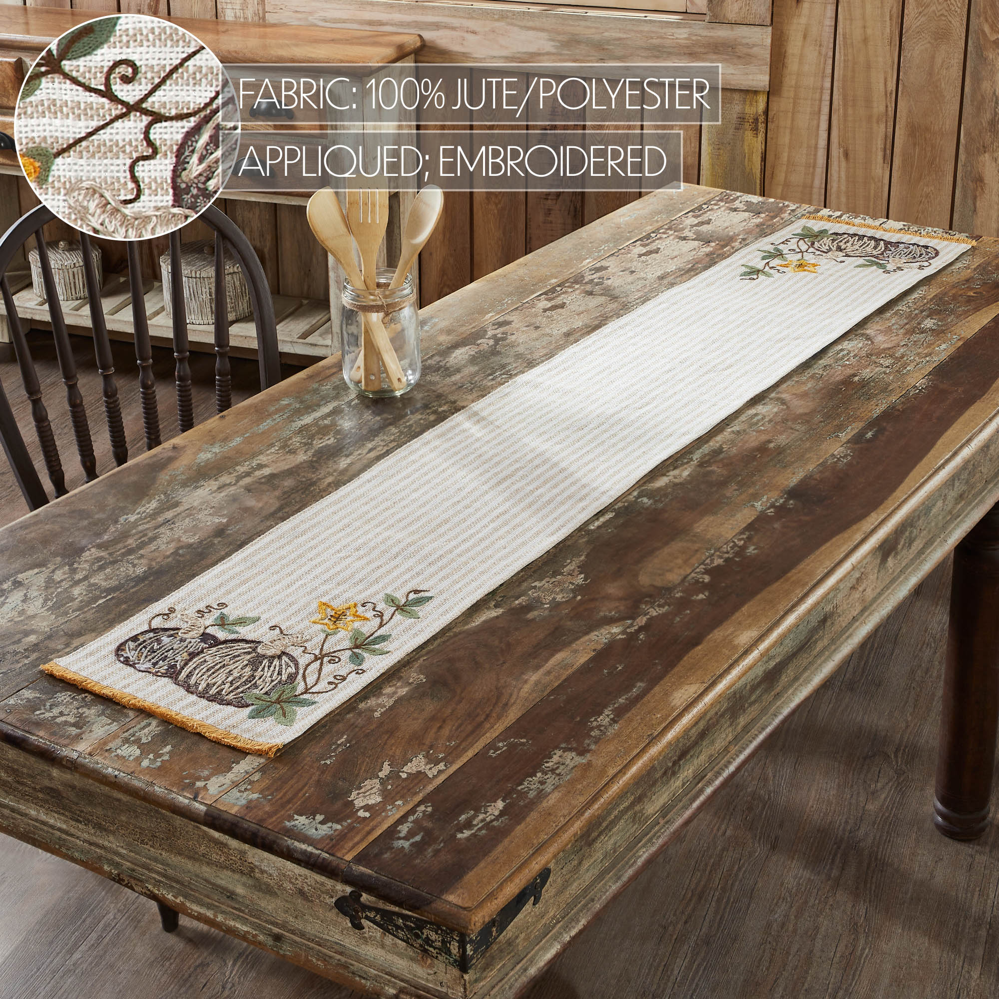 Autumn Pumpkin Patch Stripes 72" Table Runner - Image 5