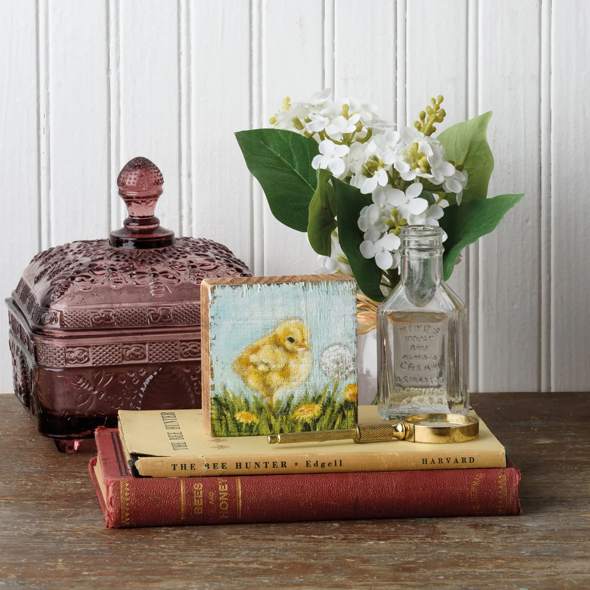 Baby Chicks With Dandelions Small Wooden Block Sign - Image 2