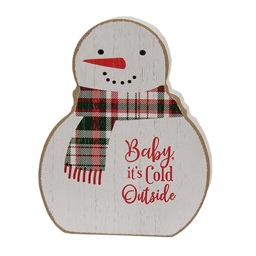 Baby It's Cold Outside Chunky Snowman Sitter 5" H