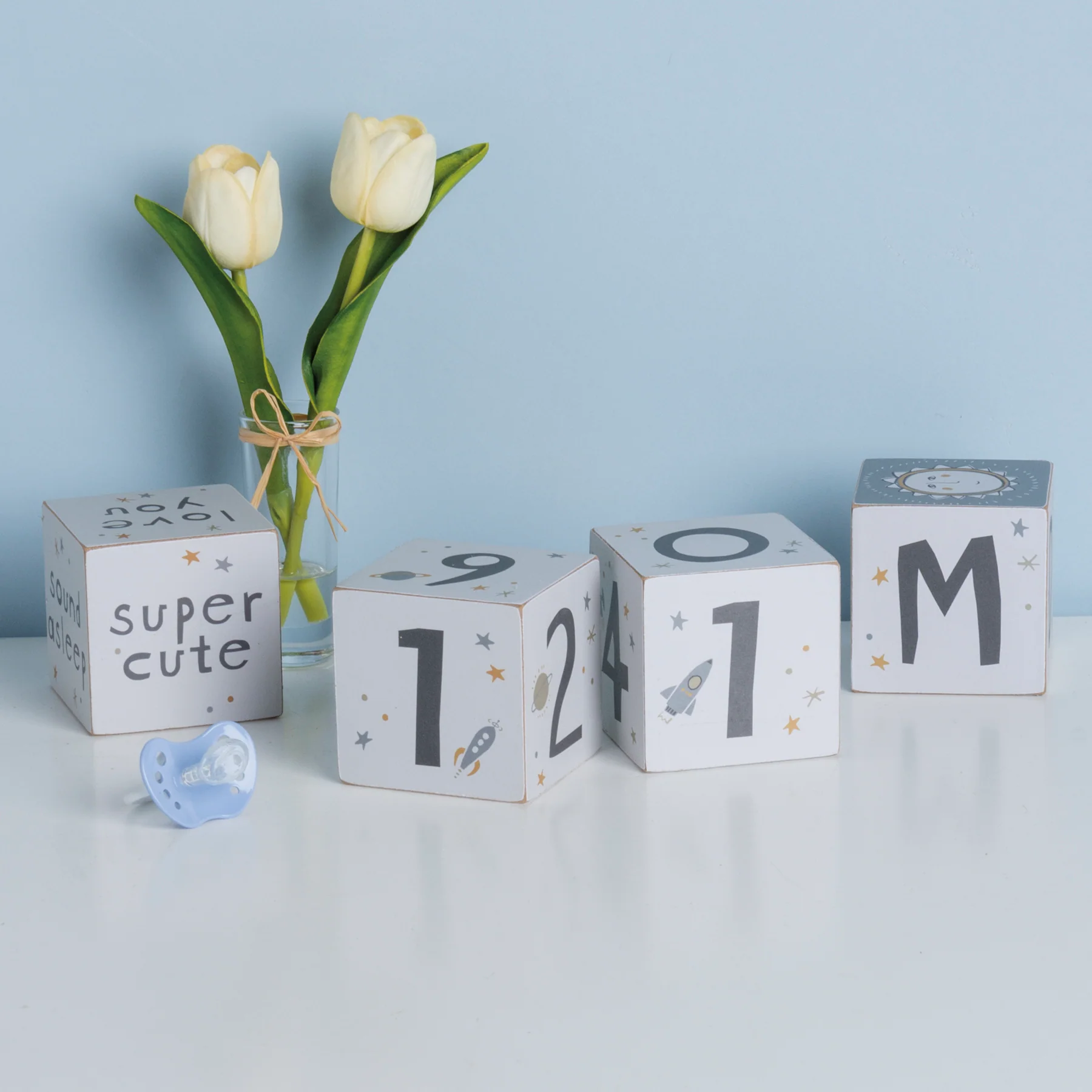 Baby Milestone Blocks with Galaxy Sun and Stars
