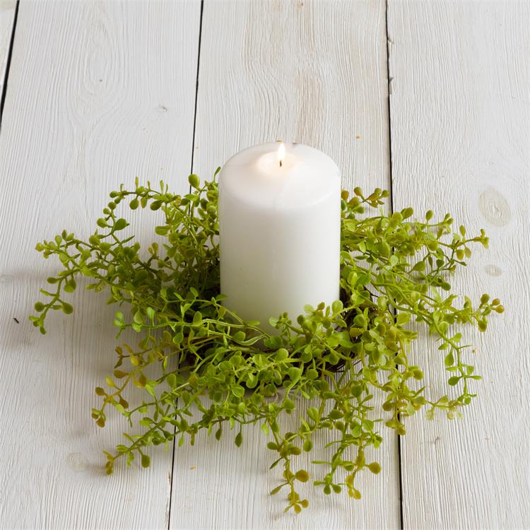 💙 Baby Tears Green Faux Foliage 12" Ring