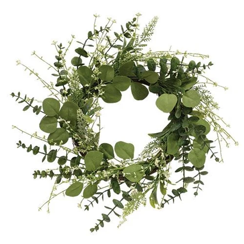 Baby's Breath and Eucalyptus 16" Faux Foliage Wreath - Image 2