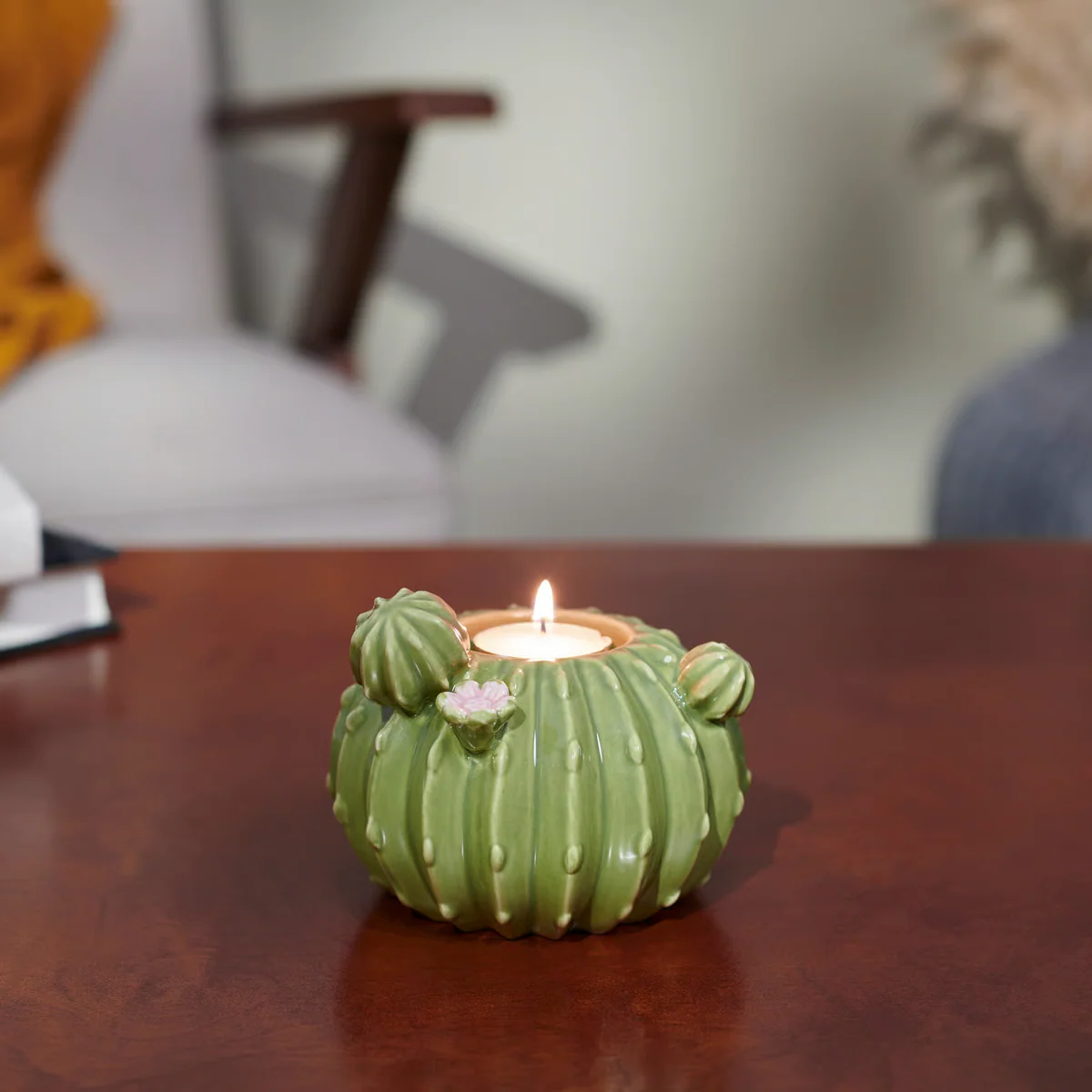 Barrel Cactus Tealight Candle Holder - Image 2