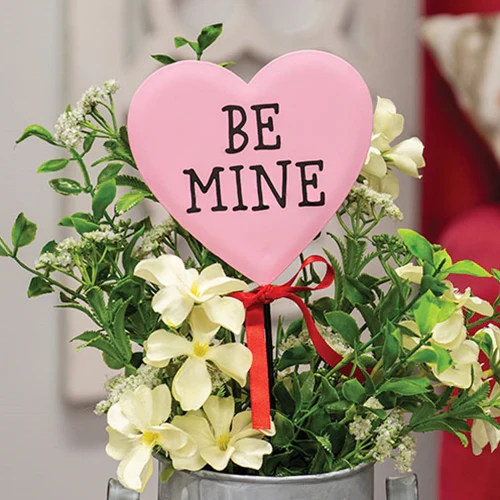 Be Mine Conversation Heart 14" Metal Plant Stake - Image 2