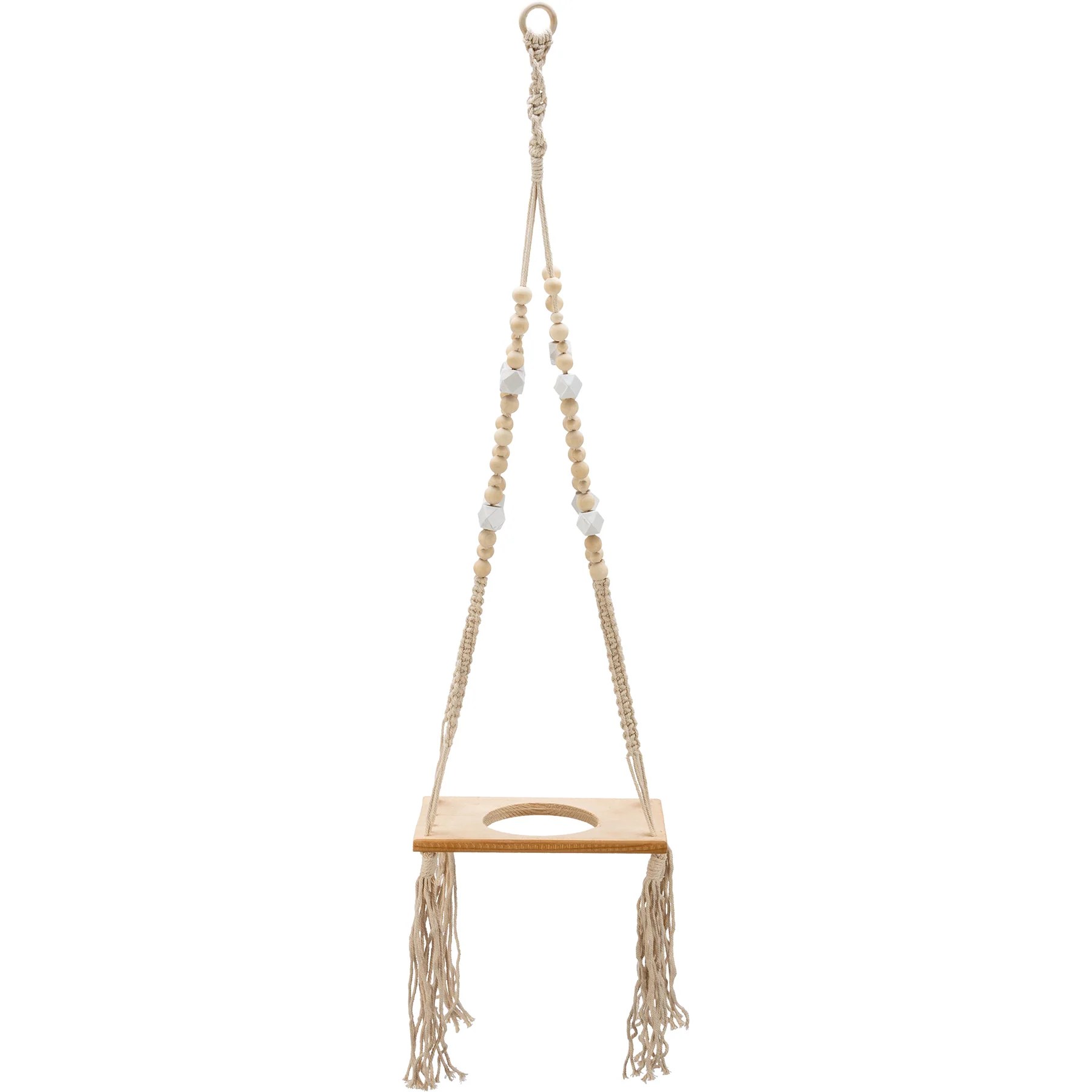 ๐ Beaded and Macrame Boho Rectangle Plant Hanger - Image 4
