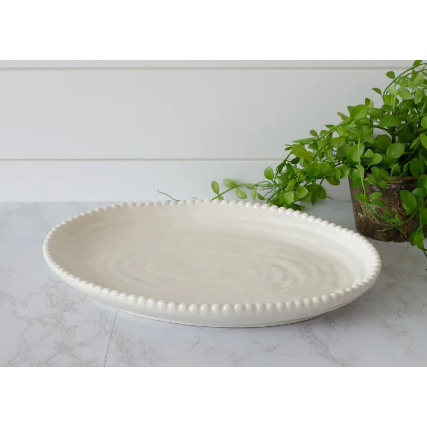Beaded Edge Creamy Dolomite Platter