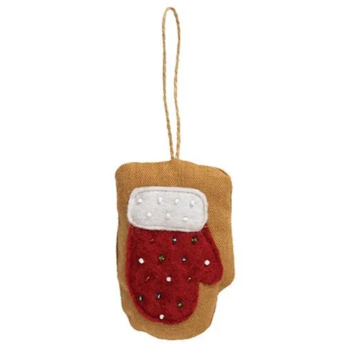 💙 Beaded Mitten Fabric Ornament - Image 2
