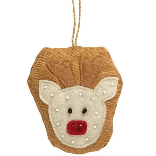 Beaded Reindeer Fabric Ornament - Image 2