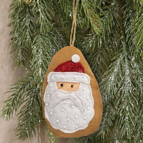 π Beaded Santa Fabric Ornament
