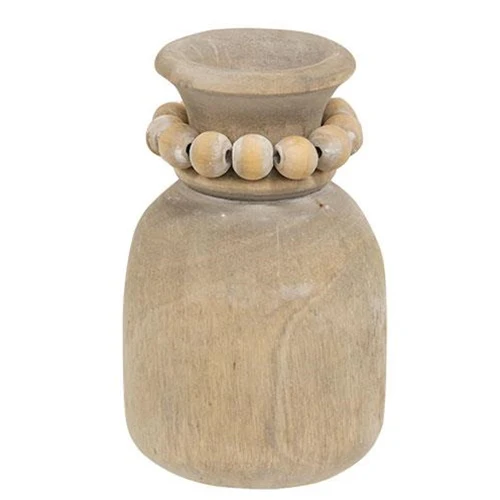 Beaded Wooden 6" Small Vase