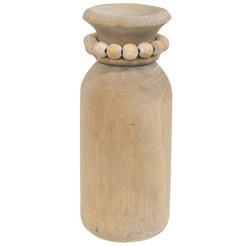 Beaded Wooden Vase 7.5" H