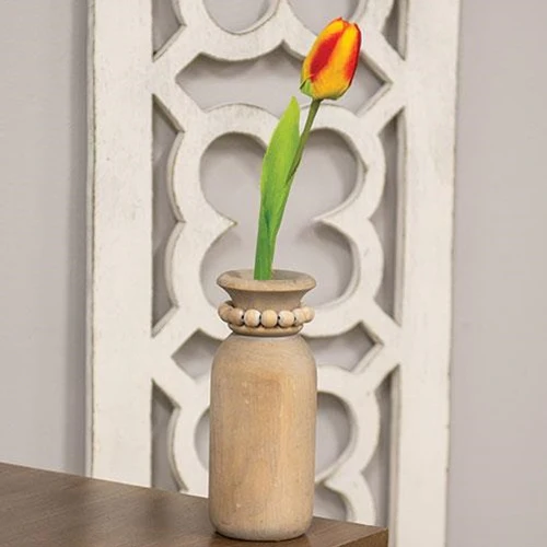 Beaded Wooden Vase 7.5" H - Image 2