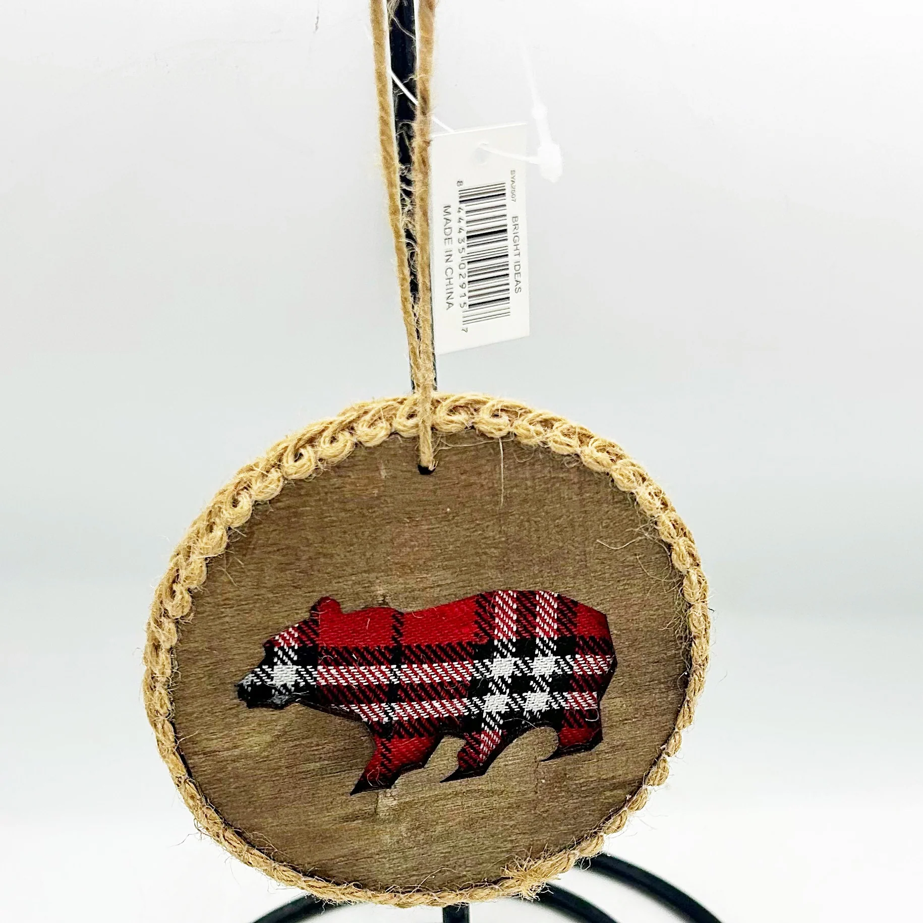 Bear Wooden Plaid Cutout Ornament - Image 2