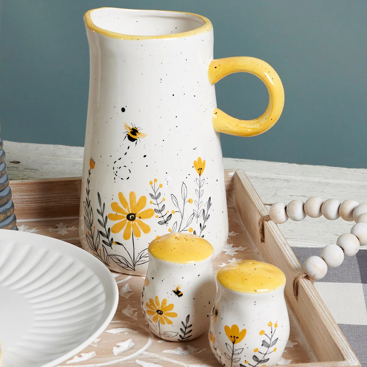 Bee and Yellow Flowers Pitcher - Image 2