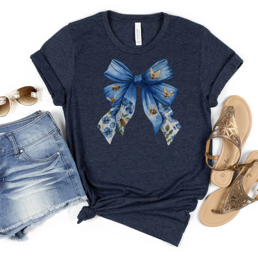 💙 Bee Blue Bow Cozy T-Shirt