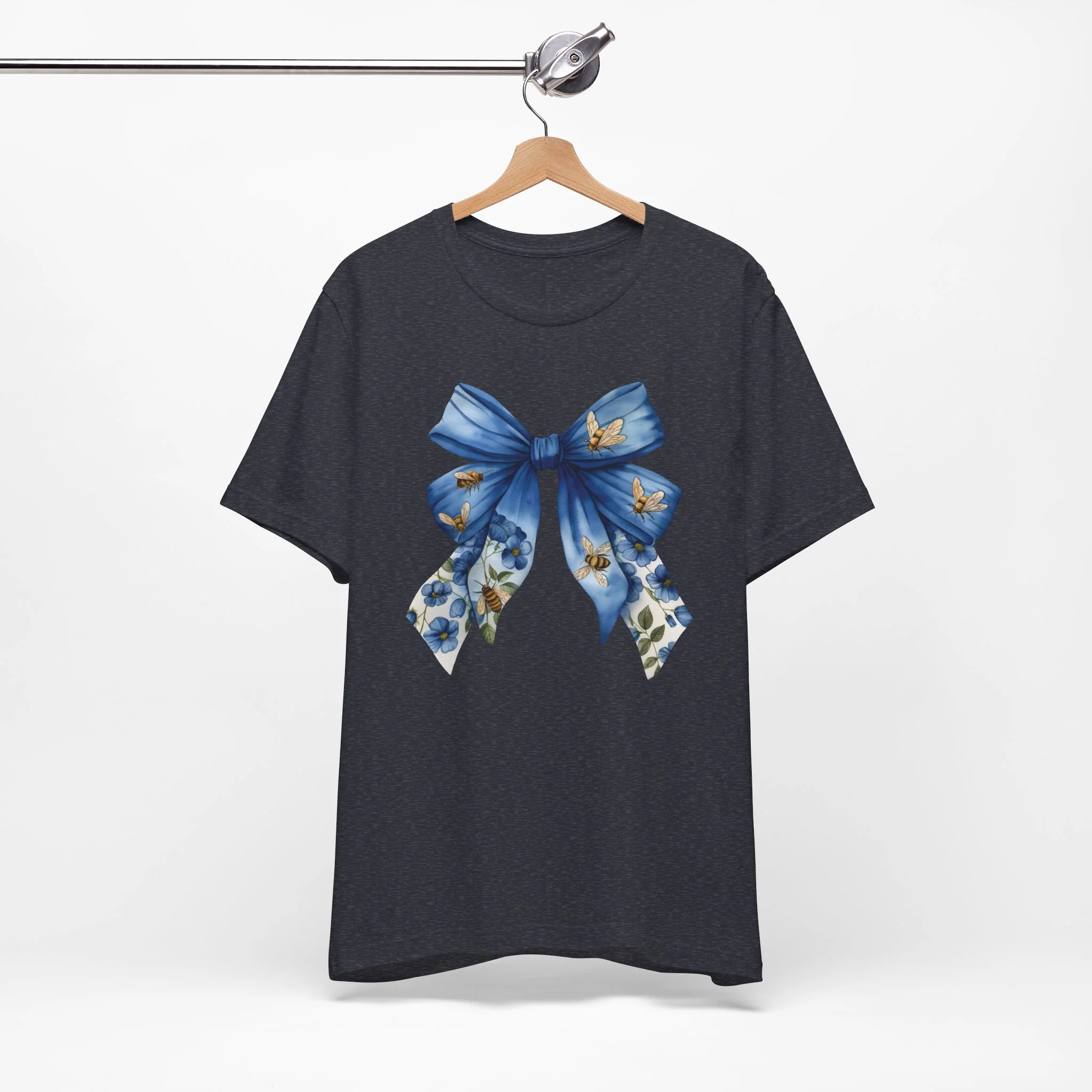 💙 Bee Blue Bow Cozy T-Shirt - Image 5