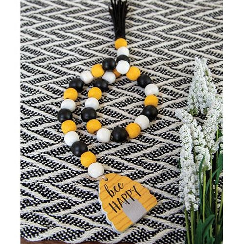 💙 Bee Happy Beehive Yellow Black White Farmhouse Bead Garland - Image 2