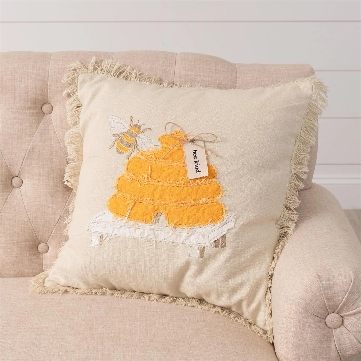 Bee Kind Hive Raggedy 18" Accent Pillow