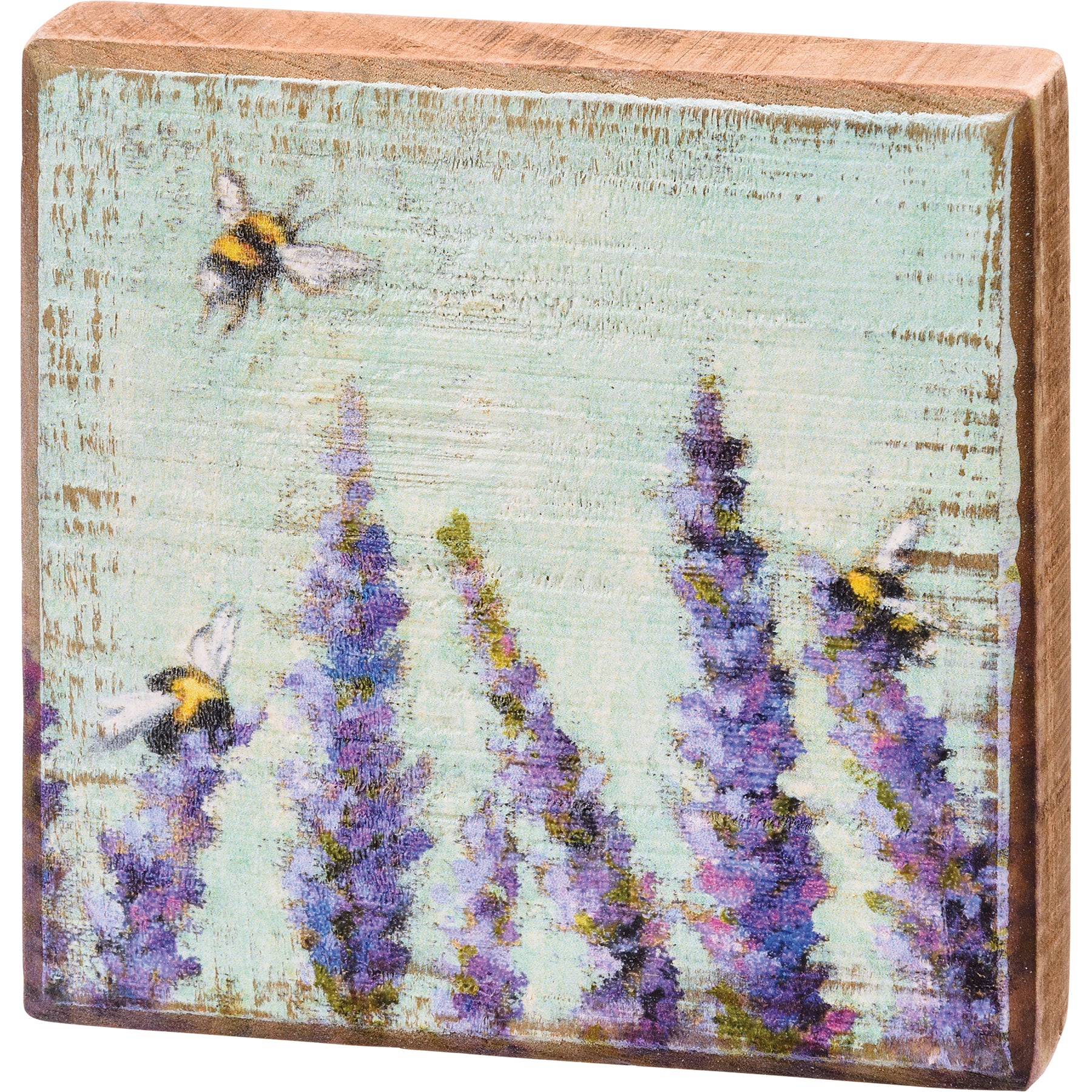 ๐ Bees and Lavender Small Wood Block Sign