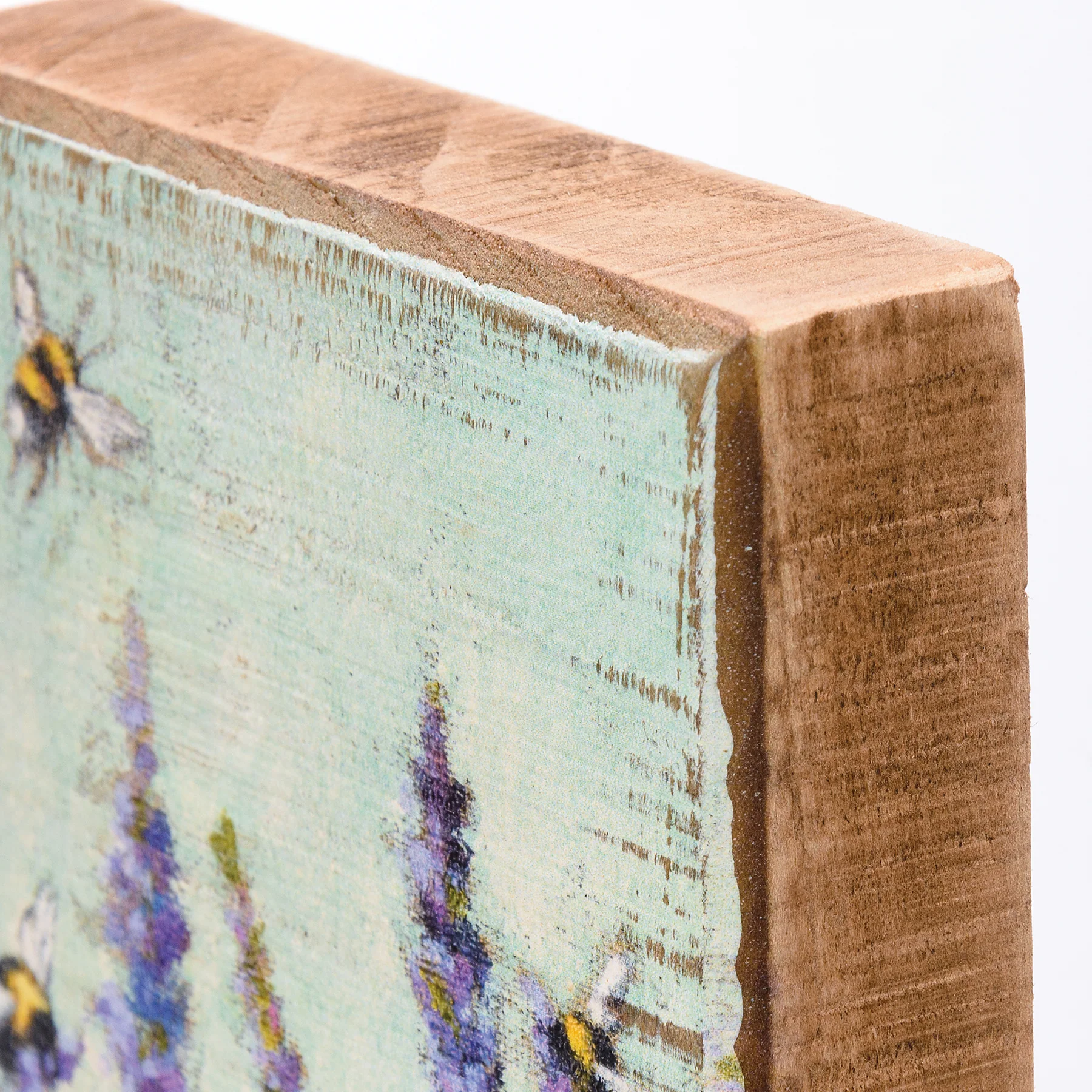 ๐ Bees and Lavender Small Wood Block Sign - Image 2