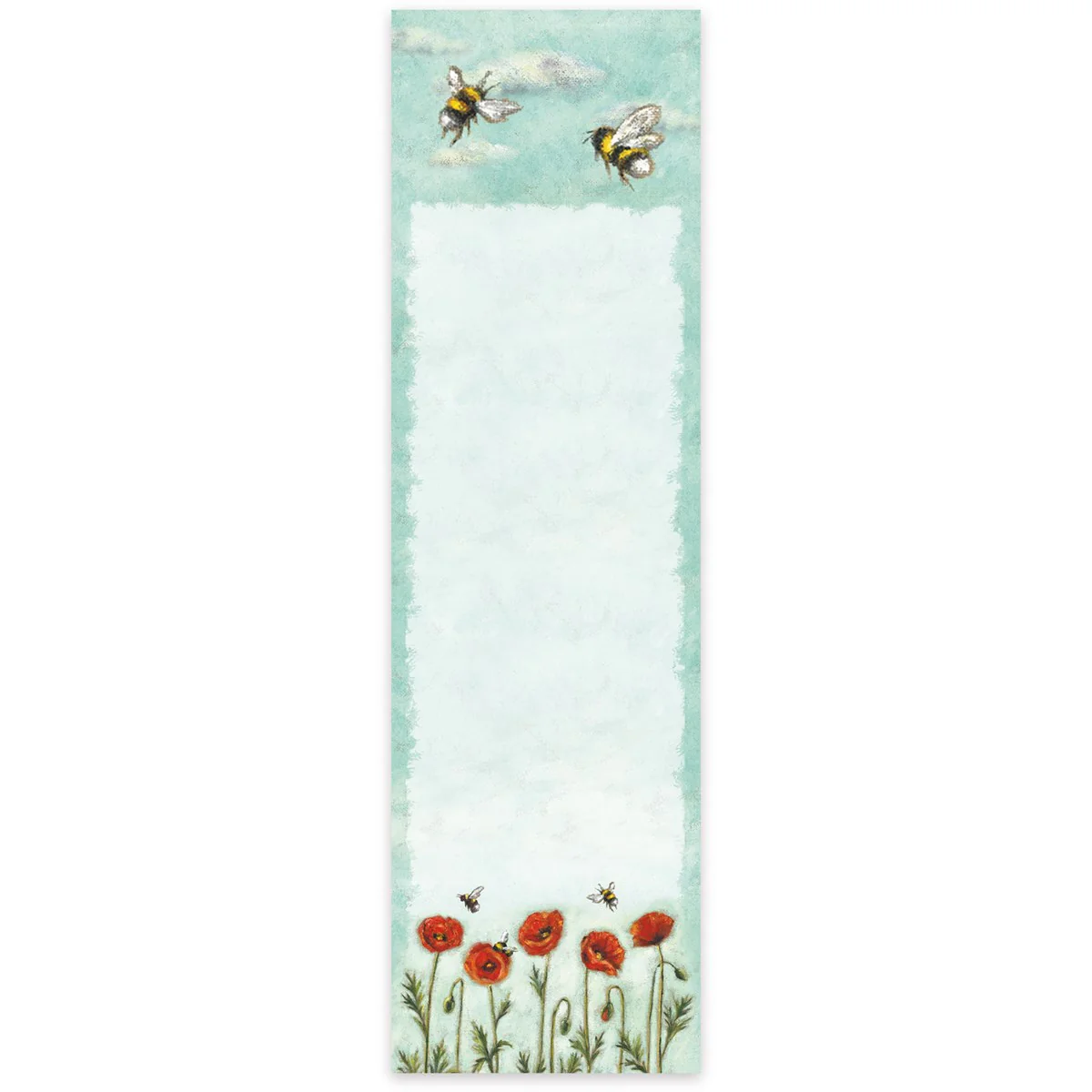 Bees and Red Poppies Magnetic List Pad