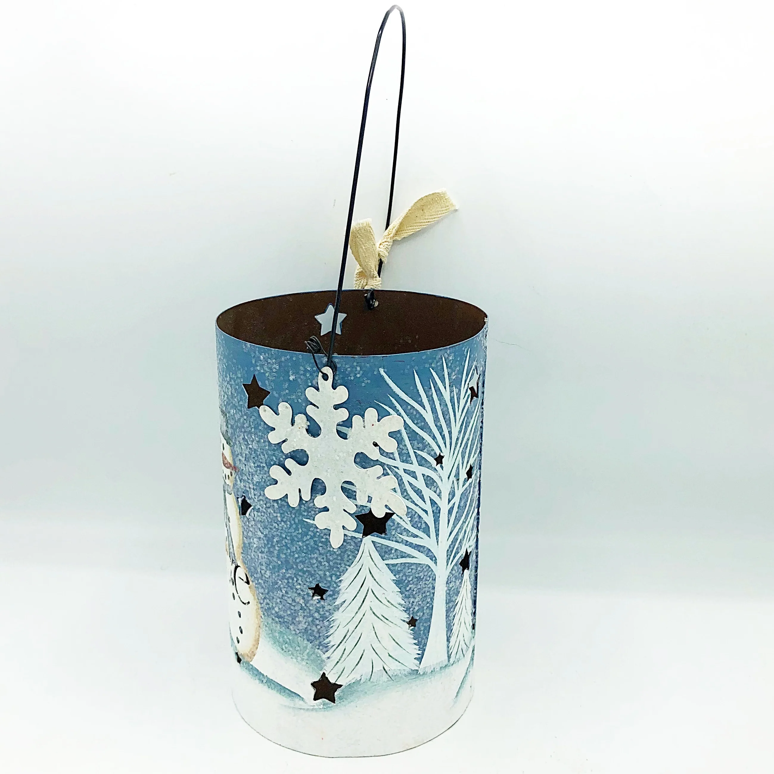 Believe Snowman Tin Luminary Primitives by Kathy - Image 3