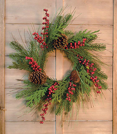 ๐ Berry Pinecone 20" Faux Evergreen Wreath