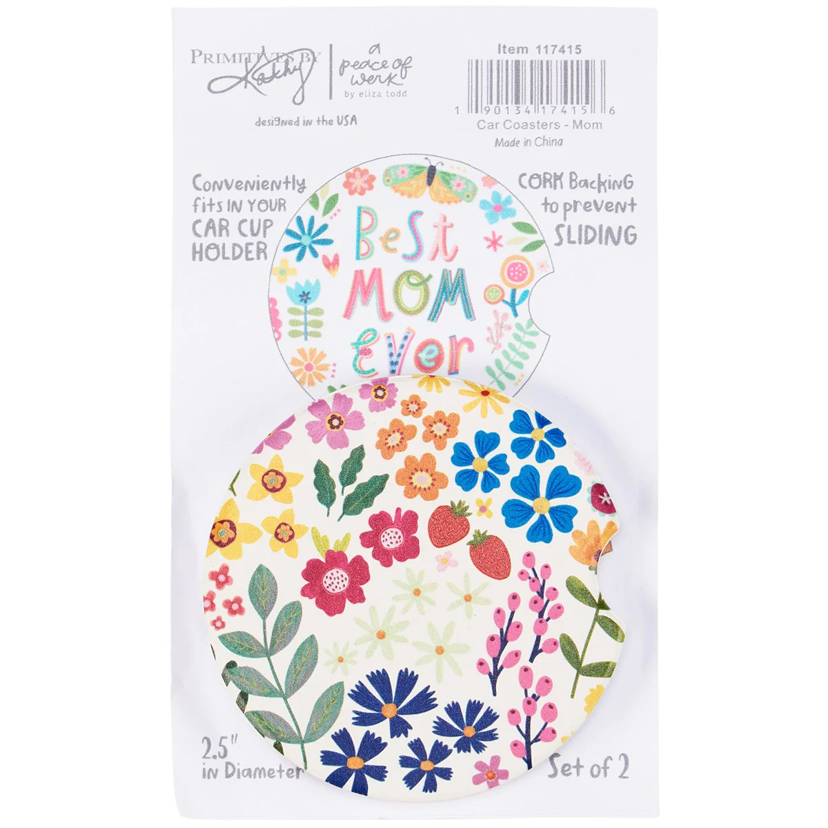 Best Mom Ever Car Coasters Set of 2 - Image 3