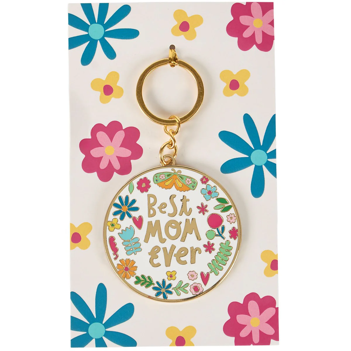 Best Mom Ever Colorful Flowers Keychain