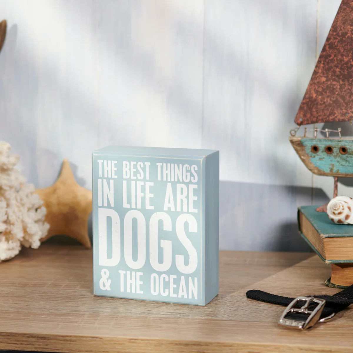Best Things In Life Are Dogs And Ocean Small Box Sign - Image 2