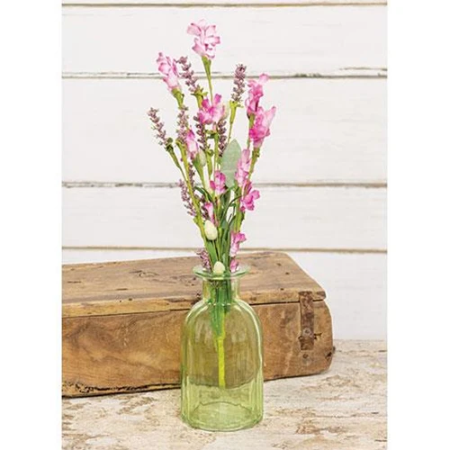 💙 Beveled Green Glass Bottle Vase 5.5" H - Image 2