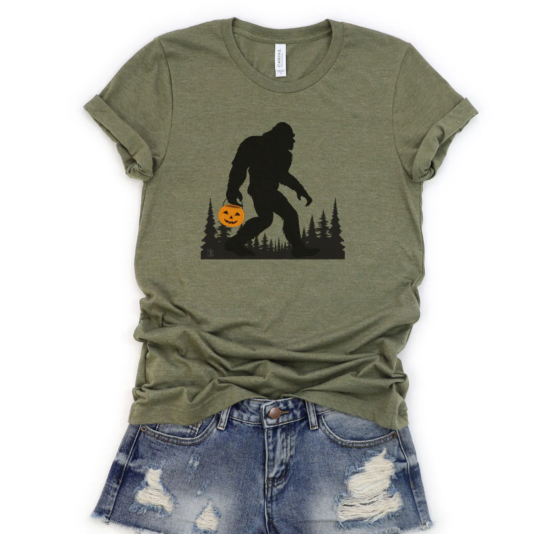 Bigfoot with Halloween Bucket Cozy T-Shirt - Image 9