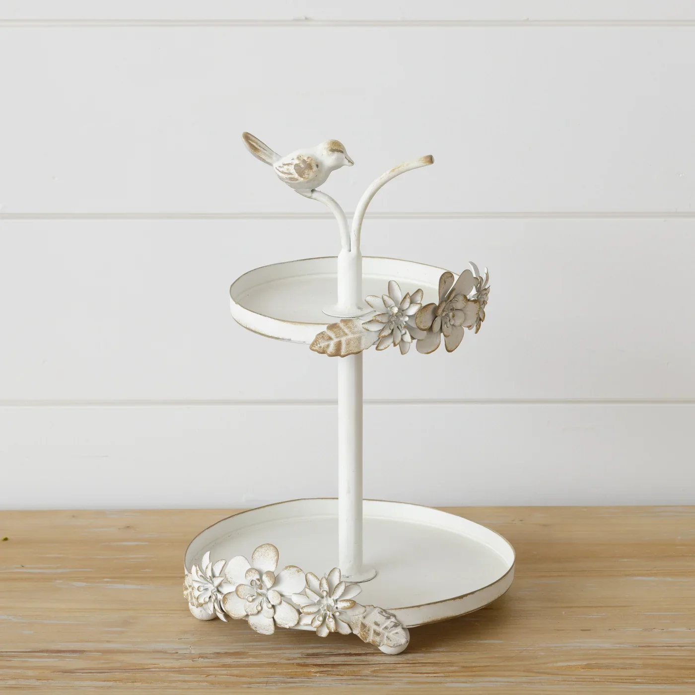 Bird and Flowers Iron Tiered Trinket Tray 10.5" H - Image 2