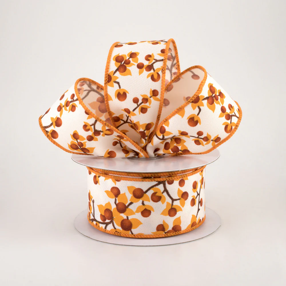 Bittersweet Berries on Cream Base Ribbon 1.5" x 10 yards - Image 2