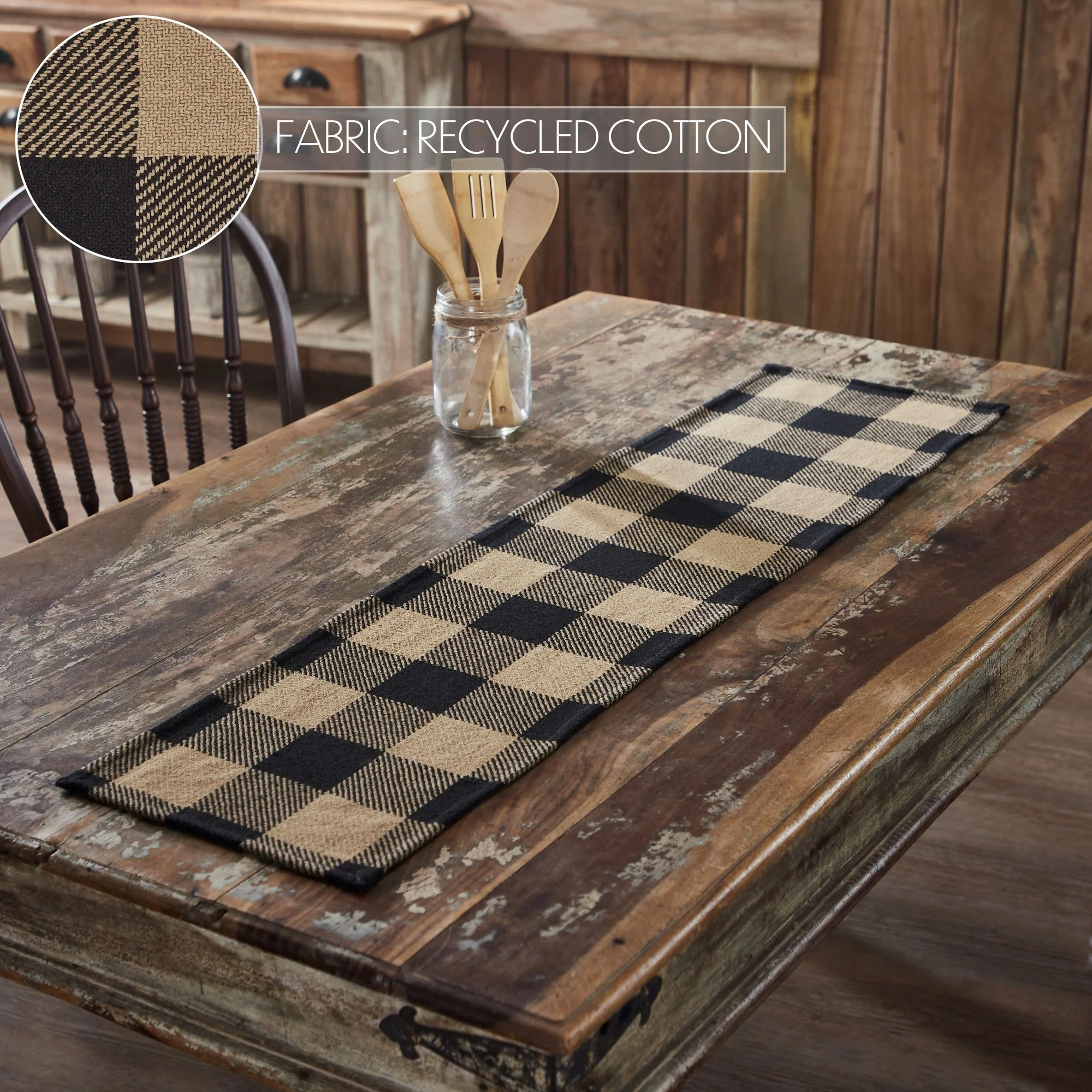 Black and Tan Check 48" Table Runner - Image 5