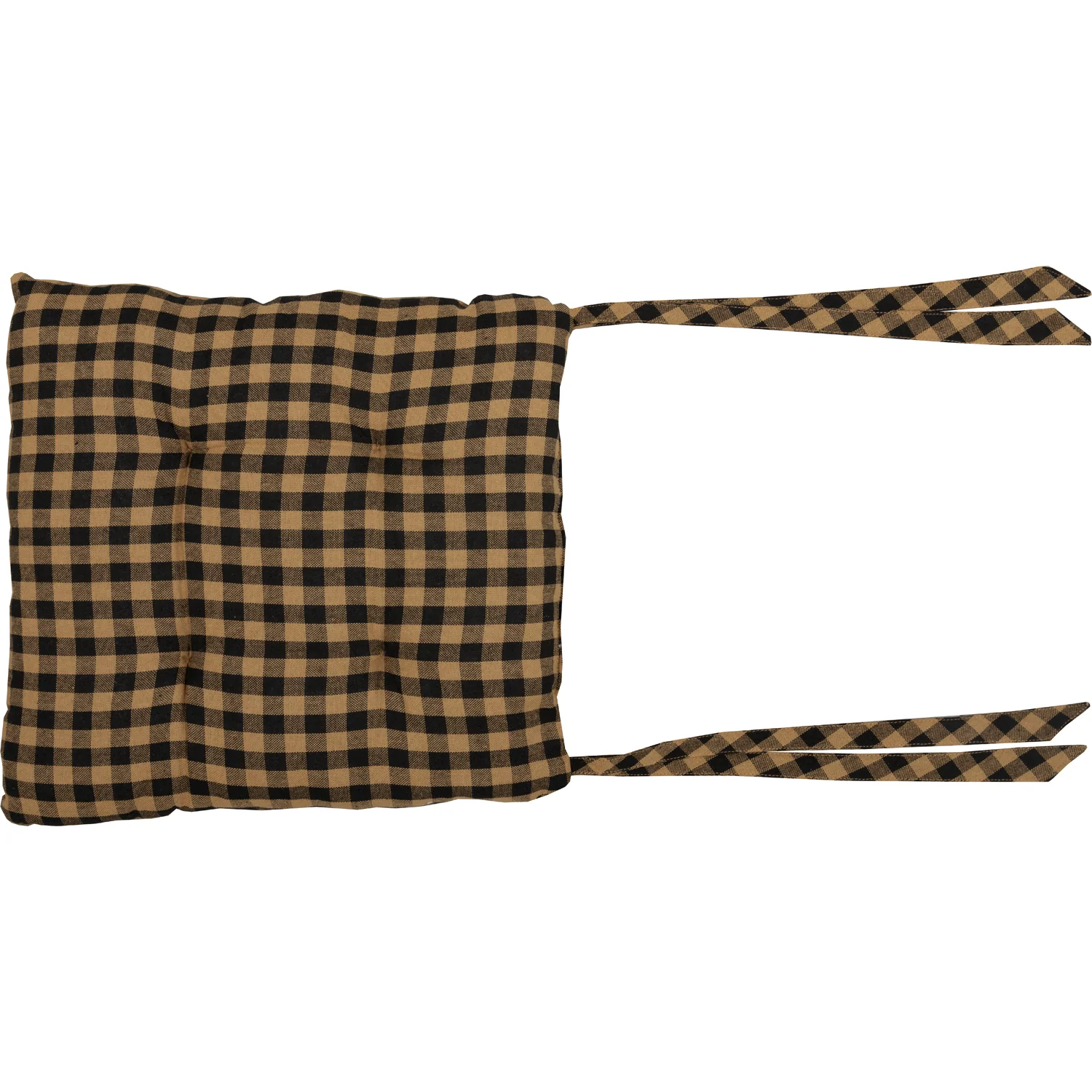 ๐ Black And Tan Check Chair Pad With Tie Ons - Image 2