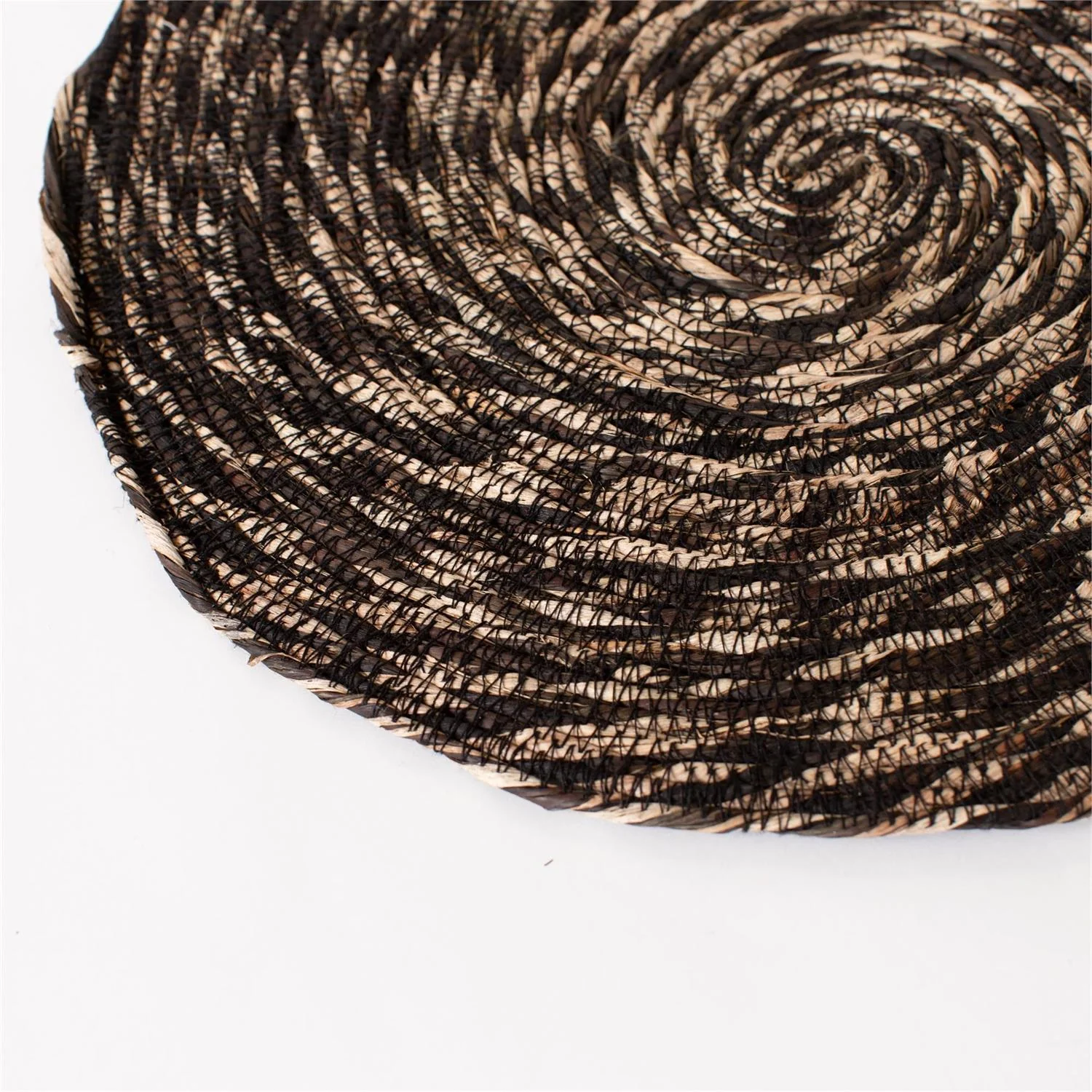 Black And Tan Coiled Jute 15" Charger - Image 2