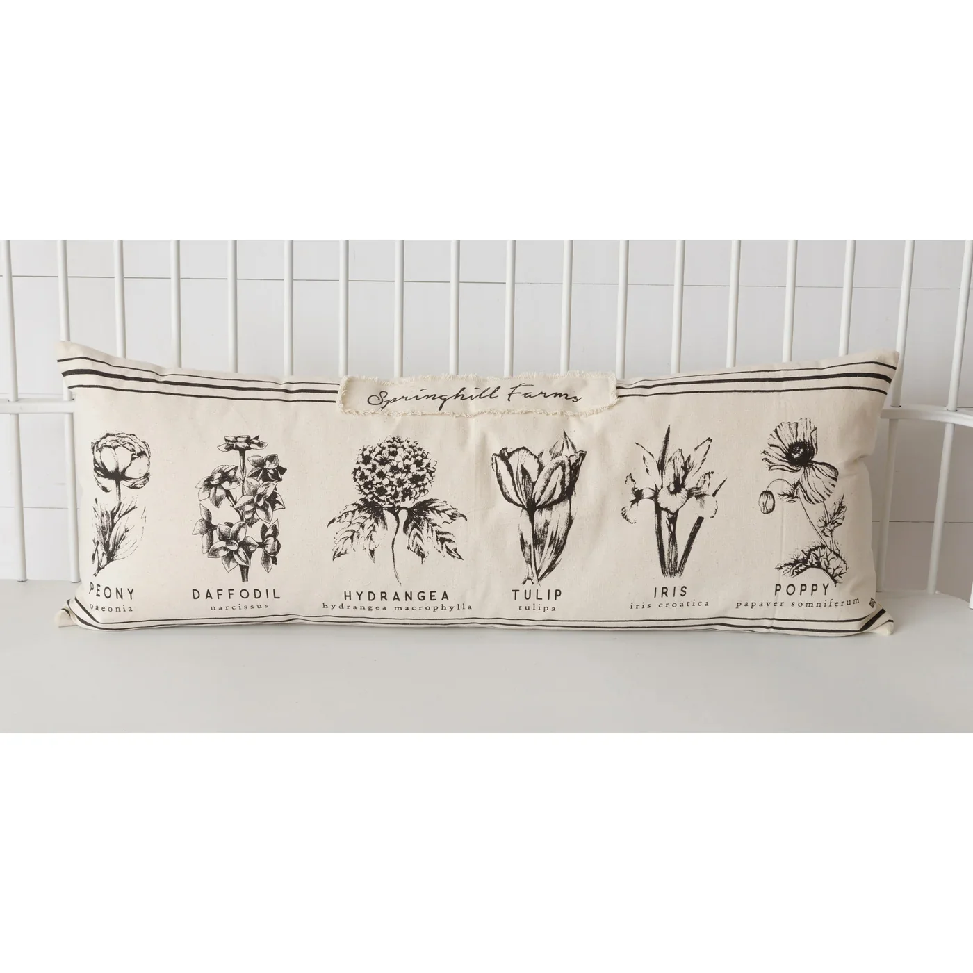 ๐ Black And White Botanical Rectangle Throw Pillow