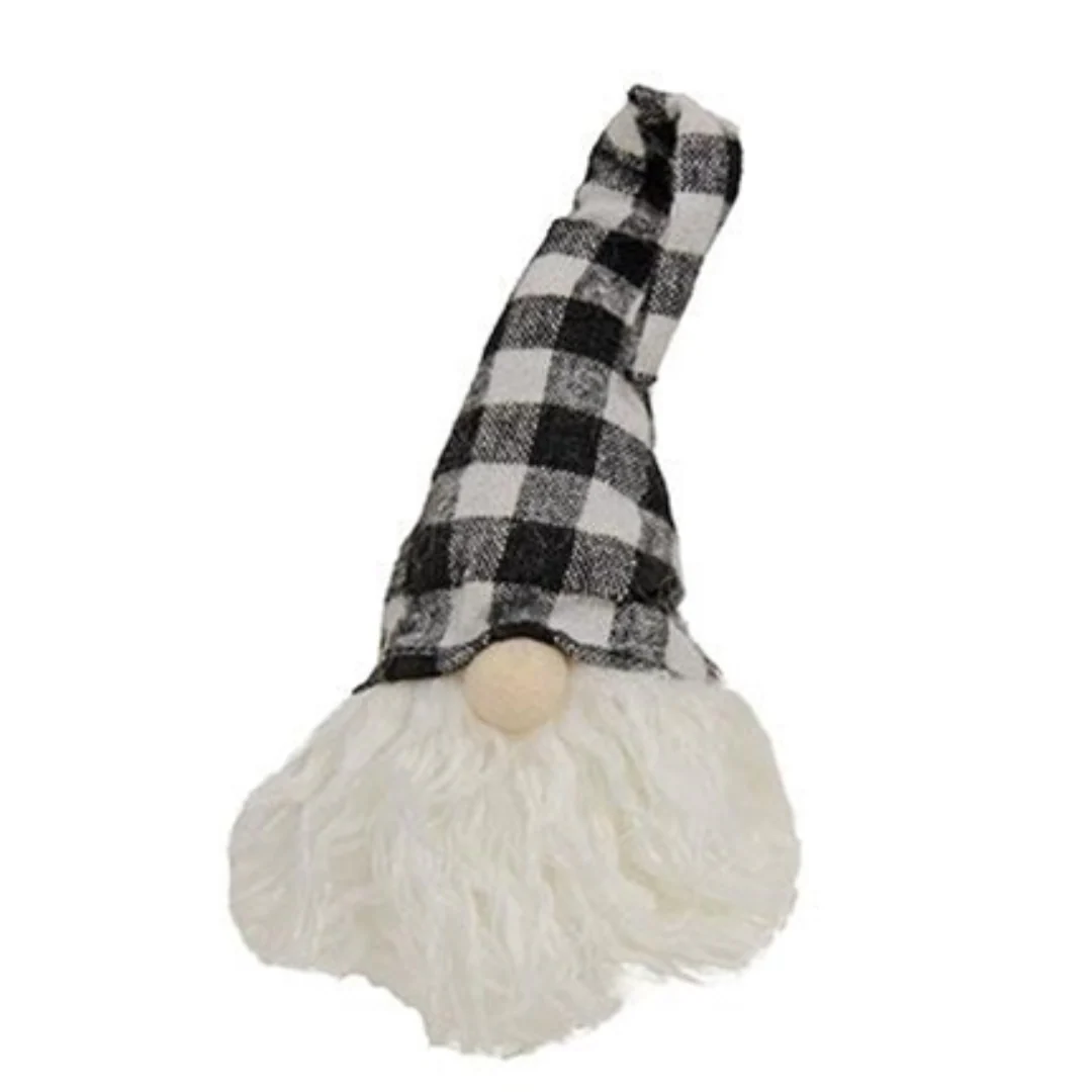 ๐ Black and White Checkered Gnome Head Wine Topper