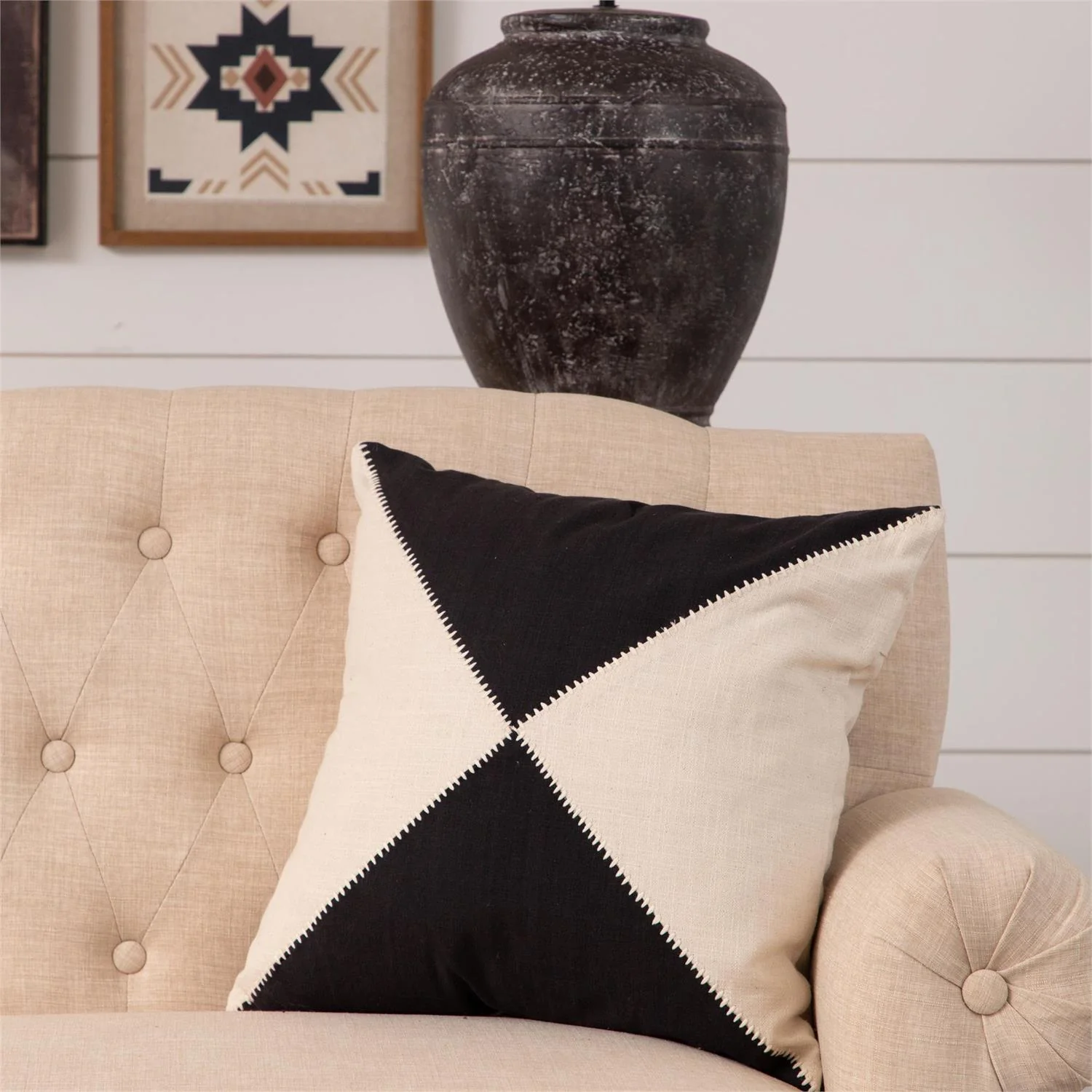 Black and White With Stitch 18" Accent Pillow