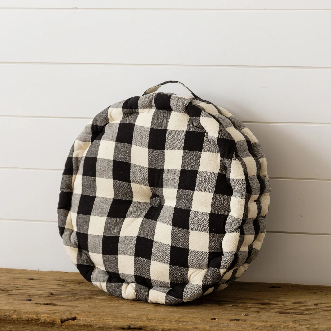 Black Buffalo Check 16" Round Cushion