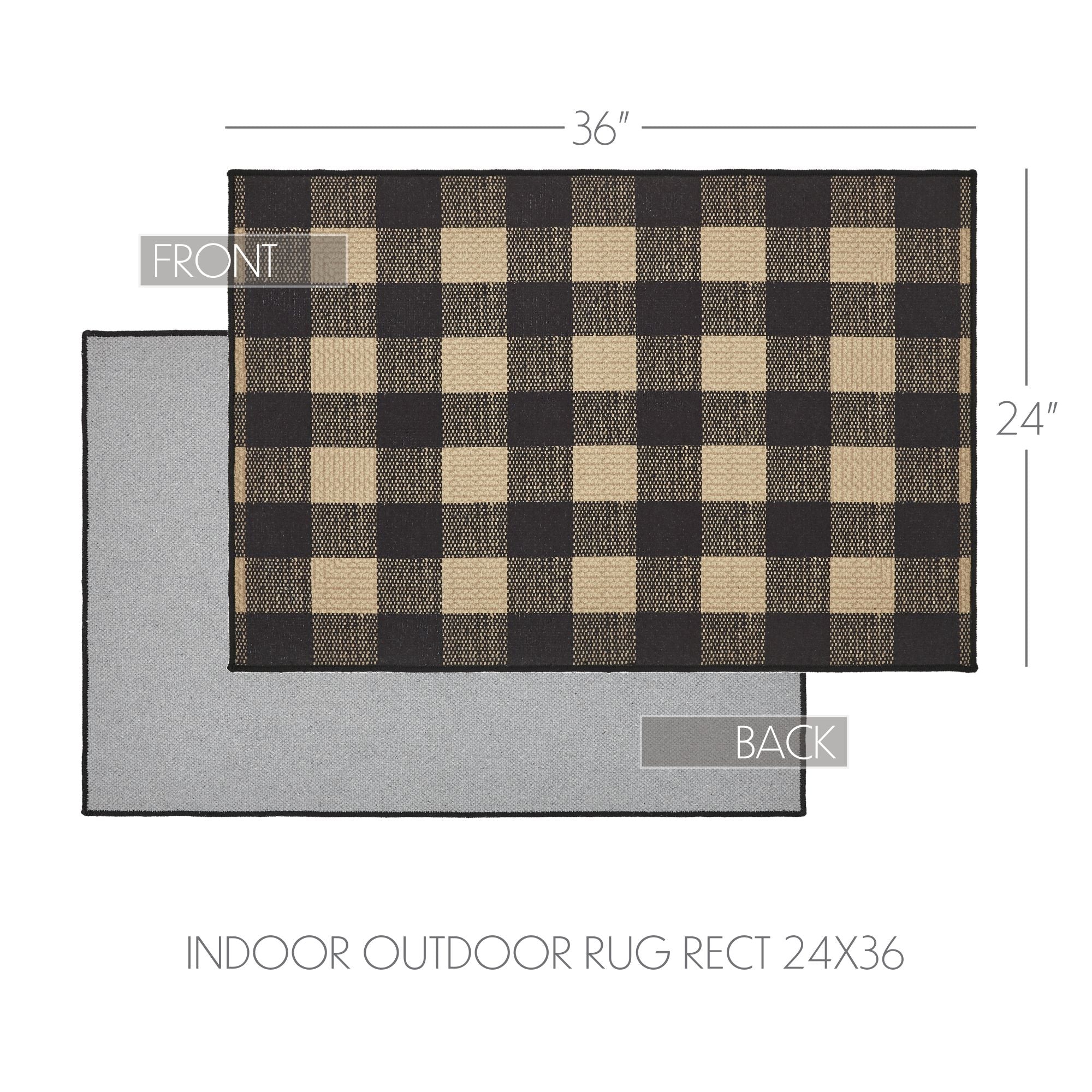 Black Check Indoor/Outdoor 24" x 36" Rug - Image 2