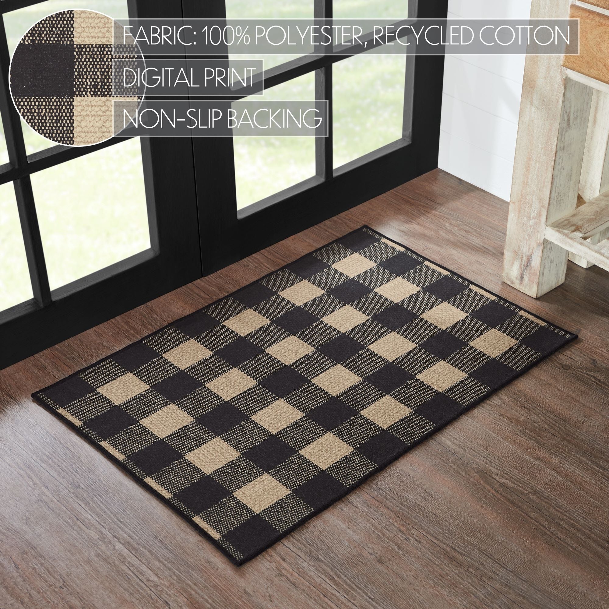 Black Check Indoor/Outdoor 24" x 36" Rug - Image 6