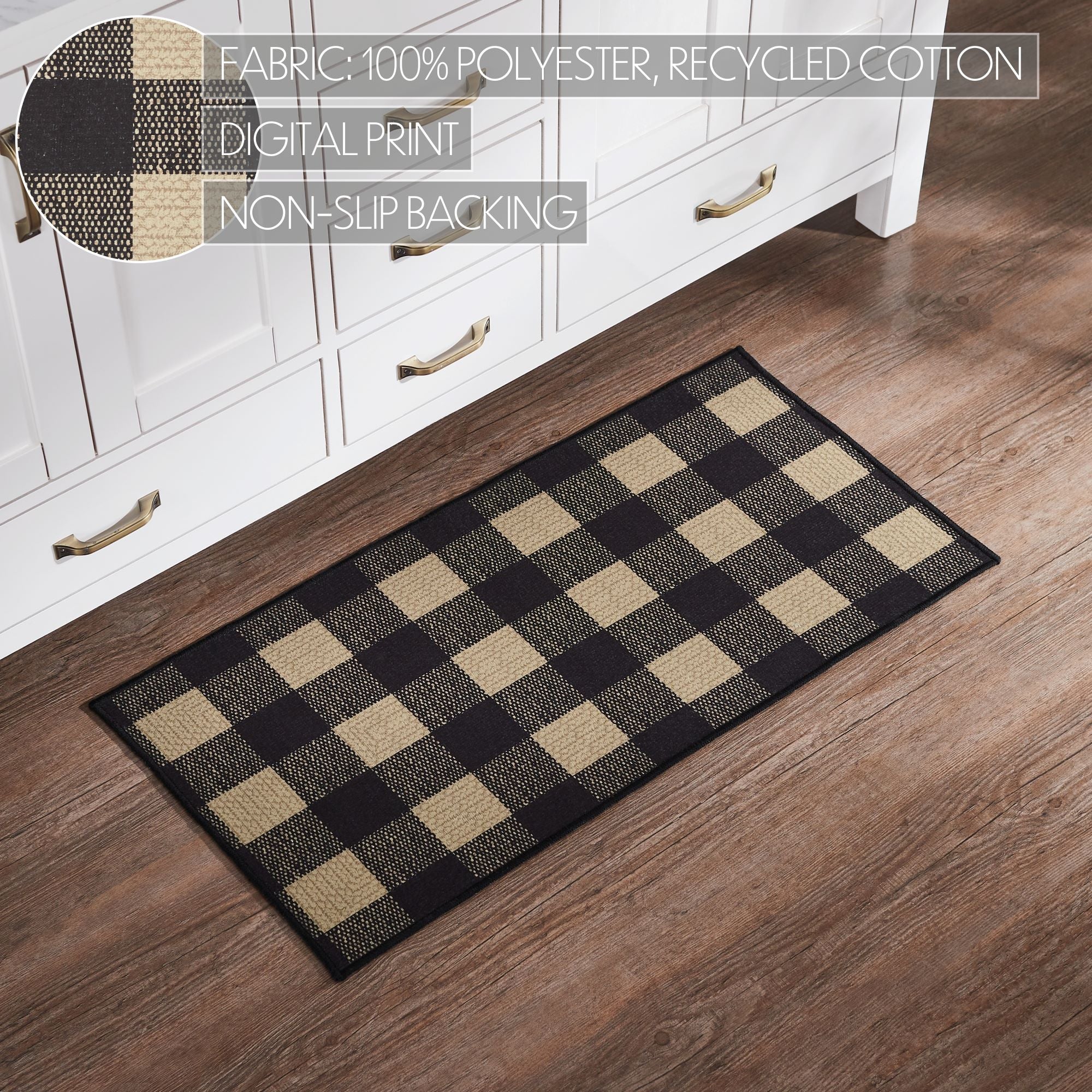 Black Check Indoor/Outdoor 36" Rectangle Rug - Image 3
