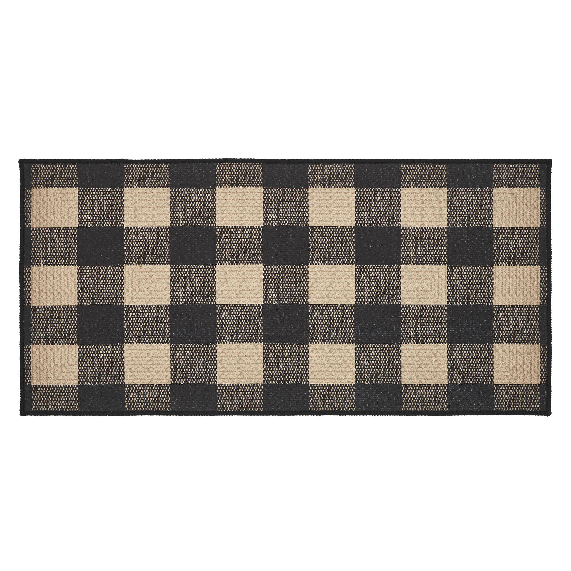 Black Check Indoor/Outdoor 36" Rectangle Rug - Image 4